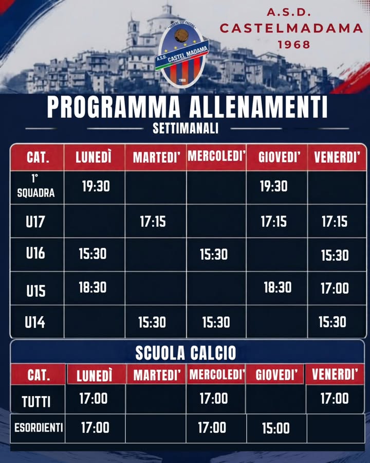 ❤️ Programma Allenamenti Stagione 2026/27💙