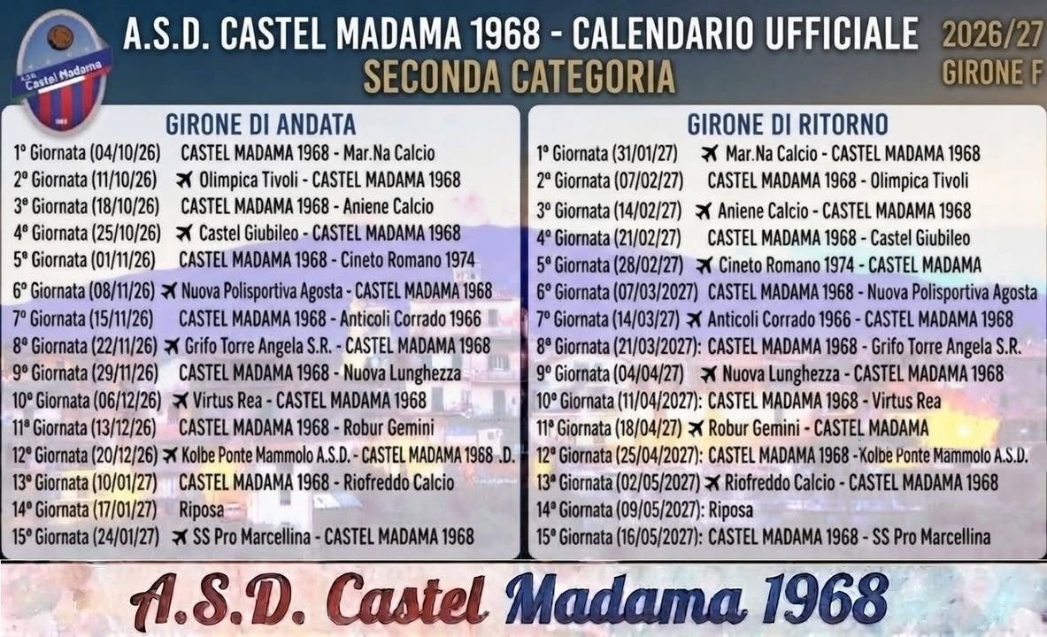 Calendario ufficiale 2026/2027