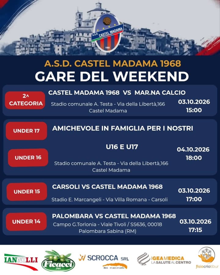 APPUNTAMENTI DEL WEEKEND - SETTORE AGONISTICO ❤️💙