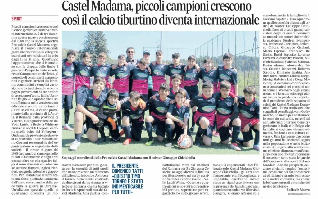Articolo sul Messaggero