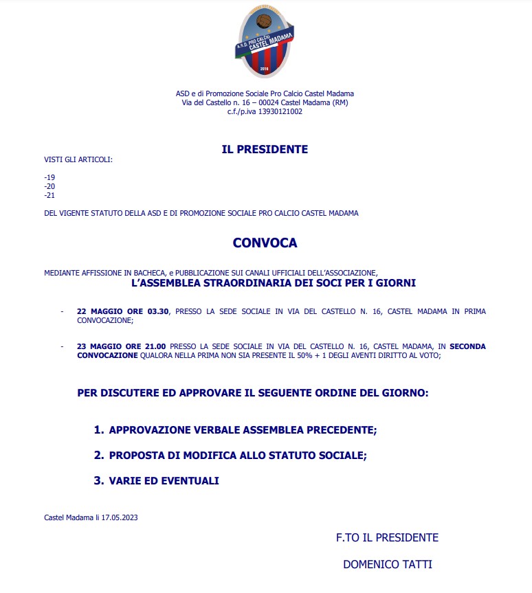 Asseblea straordinaria straordinaria